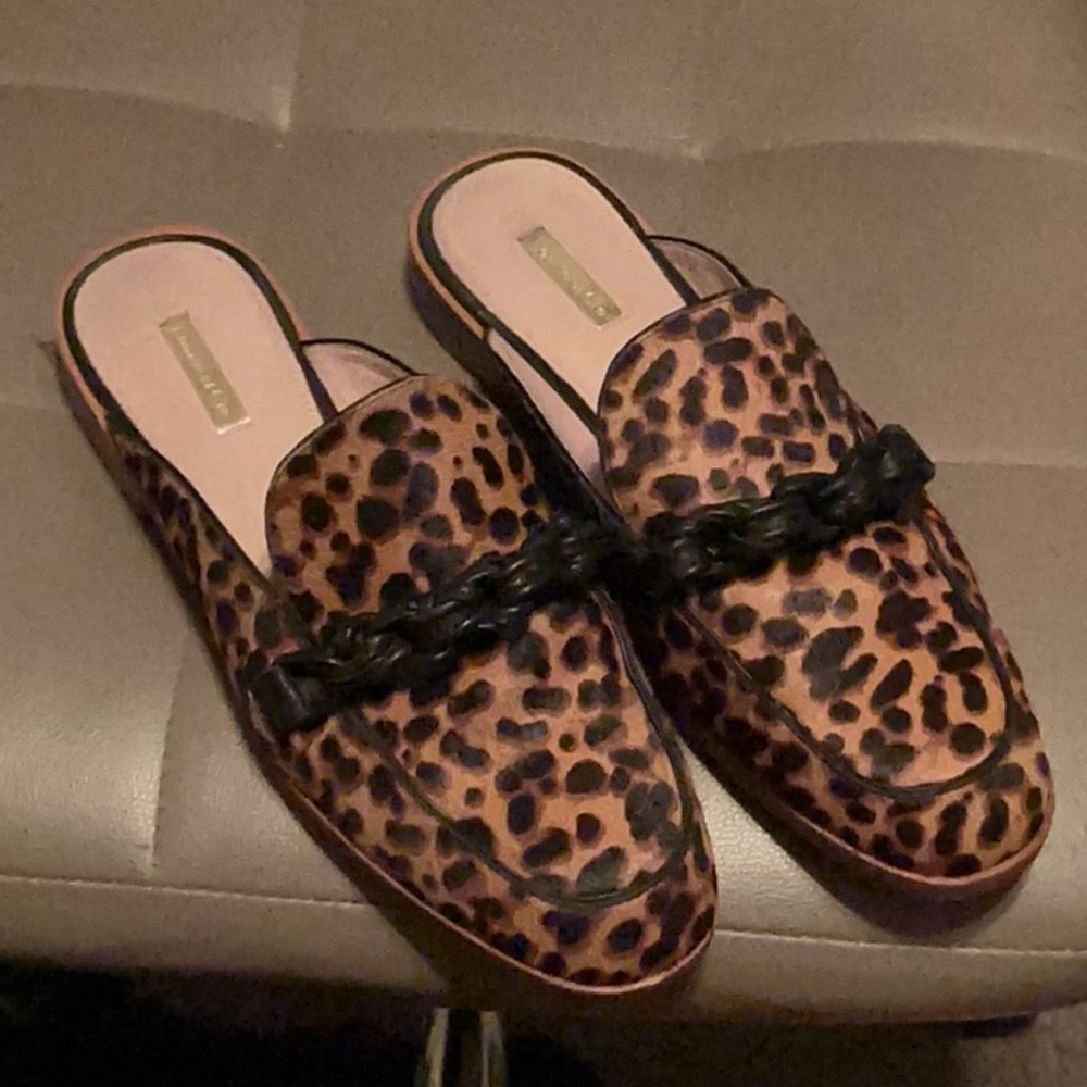 Louise et Cie Brown and Black Calf-hair Mules sz 11